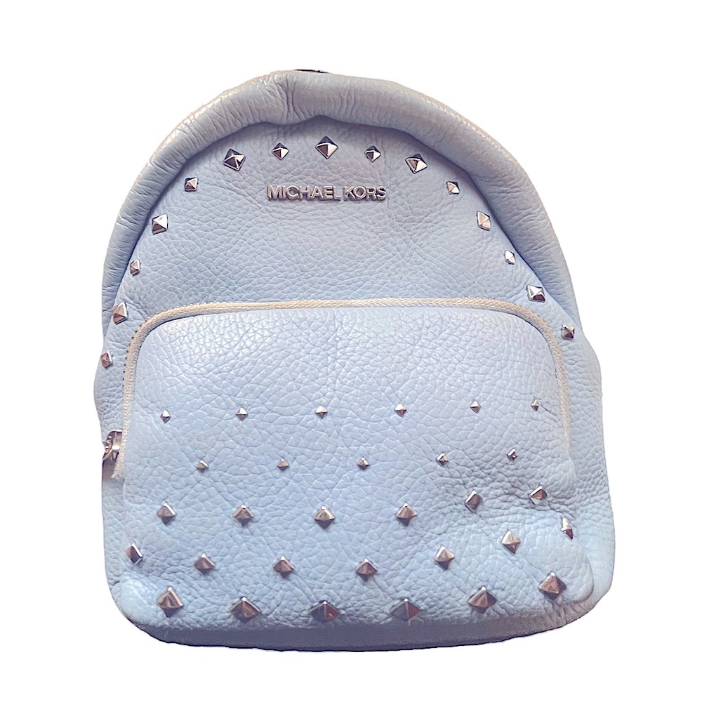 Baby Blue Michael Kors Studded Mini Backpack | silver studded | light blue |